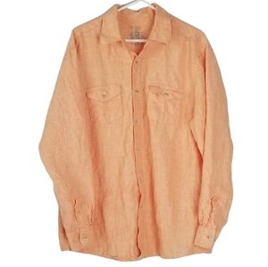 Islander Linen Button Down Long Sleeve Shirt Orange Size XL